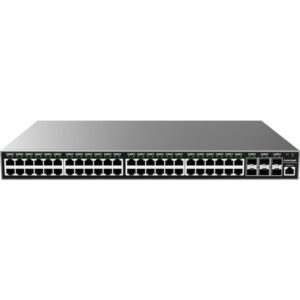 Grandstream Layer 2+ Managed Network Switch, 48x GbE RJ45 PoE 802.3 af/at, up to 30W per port, 360W total power budget, 6x SFP+, stackable, Internal PSU